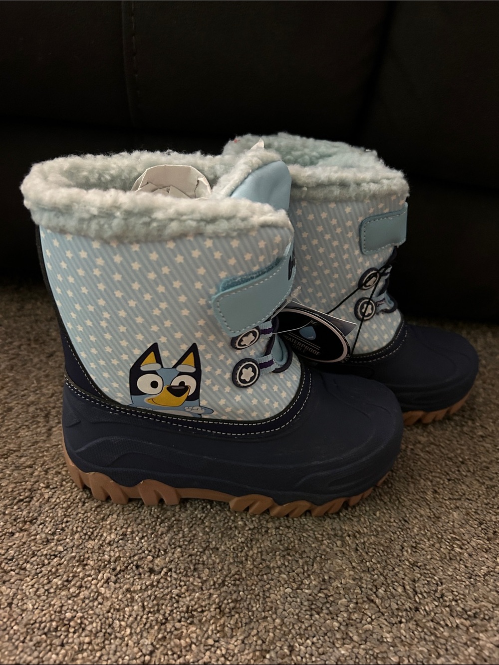 Kids Bluey Winter Snow Boots with Fleece Lining. Rated for -20 C